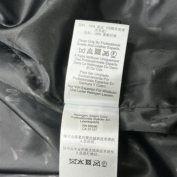 DKNY 100% Leather Black Fully Lined Motorcycle Jacket with Pockets Size M - Picture 8 of 12